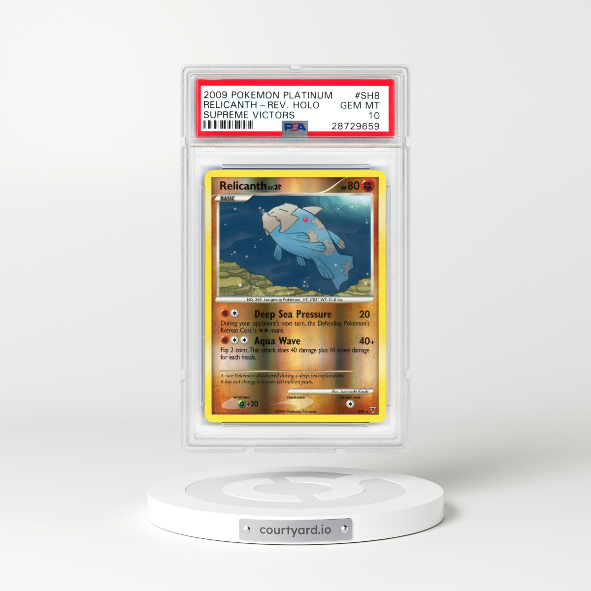 2009 Platinum - Supreme Victors #SH8 Relicanth - Holo (PSA 10 GEM MINT)