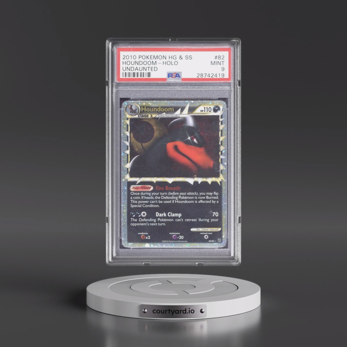 2010 Pokémon Heartgold & Soulsilver Undaunted #82 Houndoom - Holo (PSA 9 MINT)
