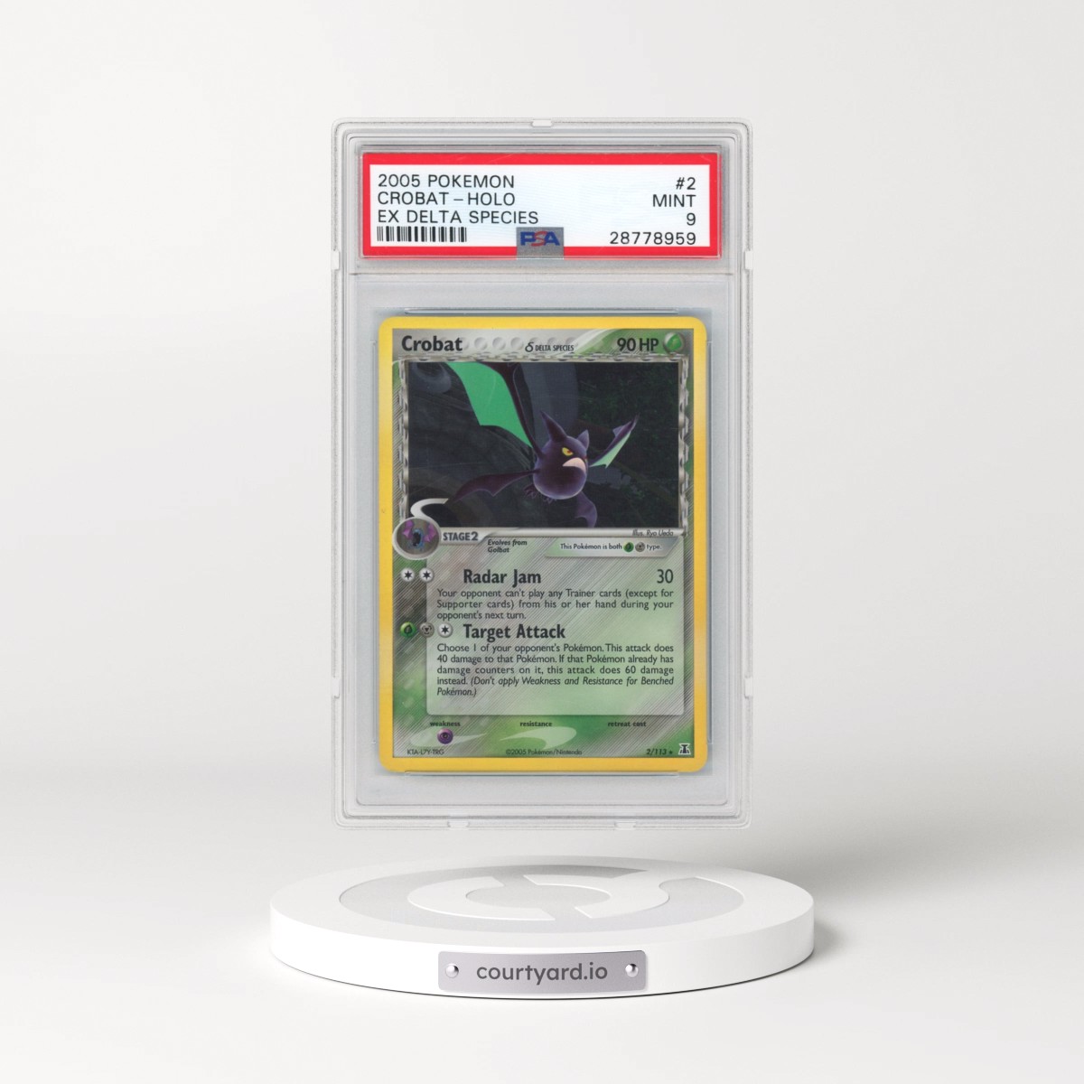2005 Pokémon EX Delta Species #2 Crobat - Holo (PSA 9 MINT)