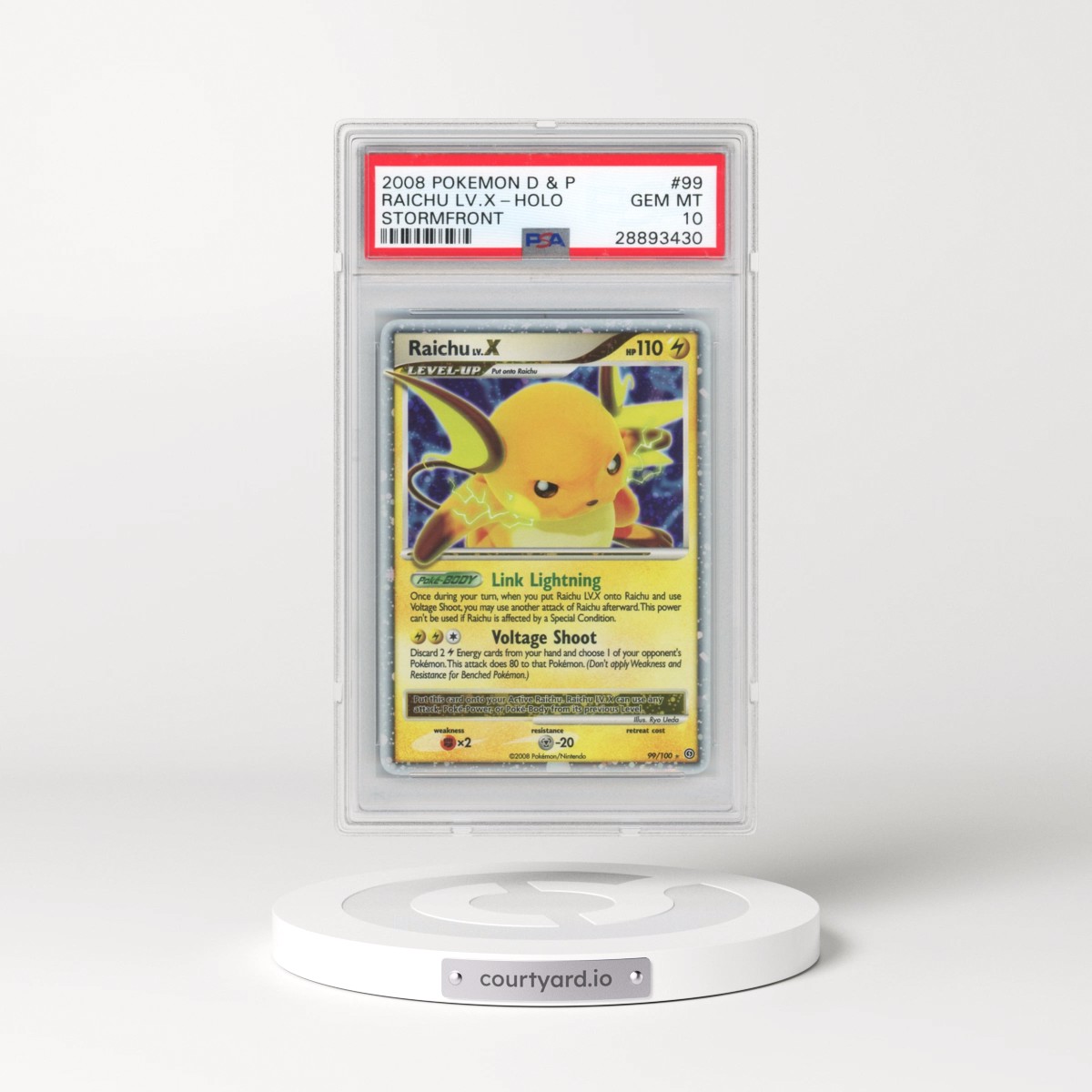 2008 Pokémon Diamond & Pearl Stormfront #99 Raichu LV.X - Holo (PSA 10 GEM MINT)