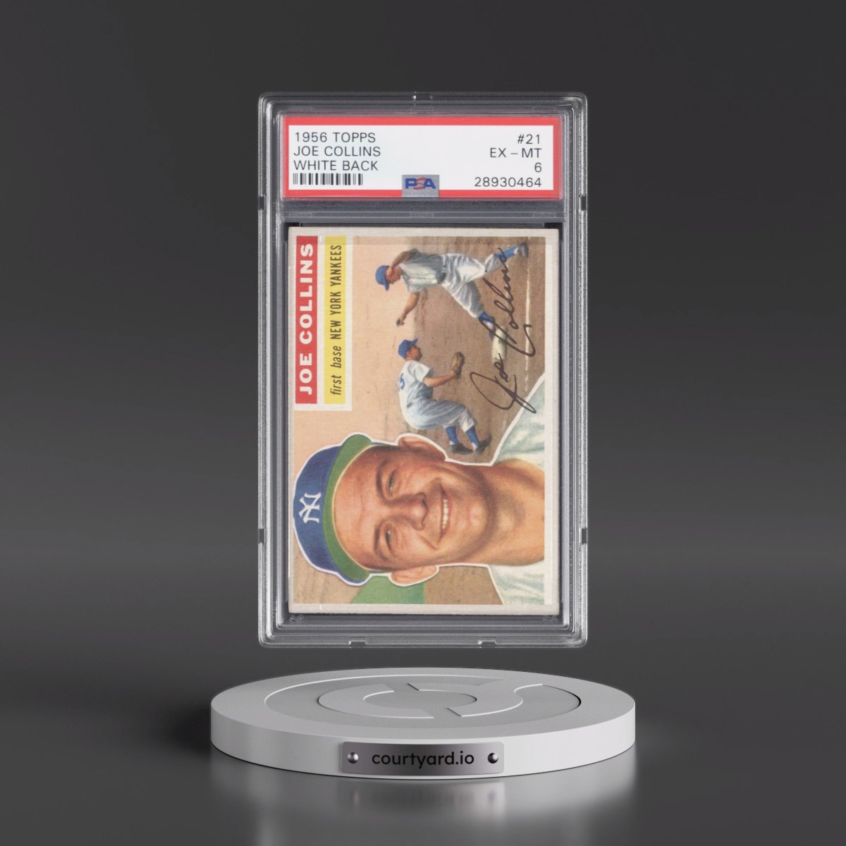 1956 Topps #21 Joe Collins - White Back (PSA 6 EX-MT)
