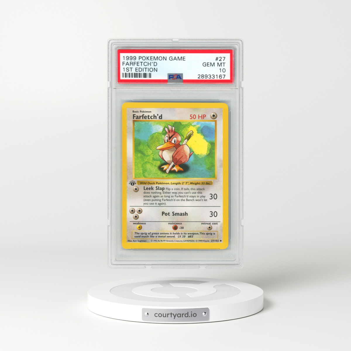 1999 Pokémon Game #27 Farfetch'd - 1st Edition (PSA 10 GEM MINT)