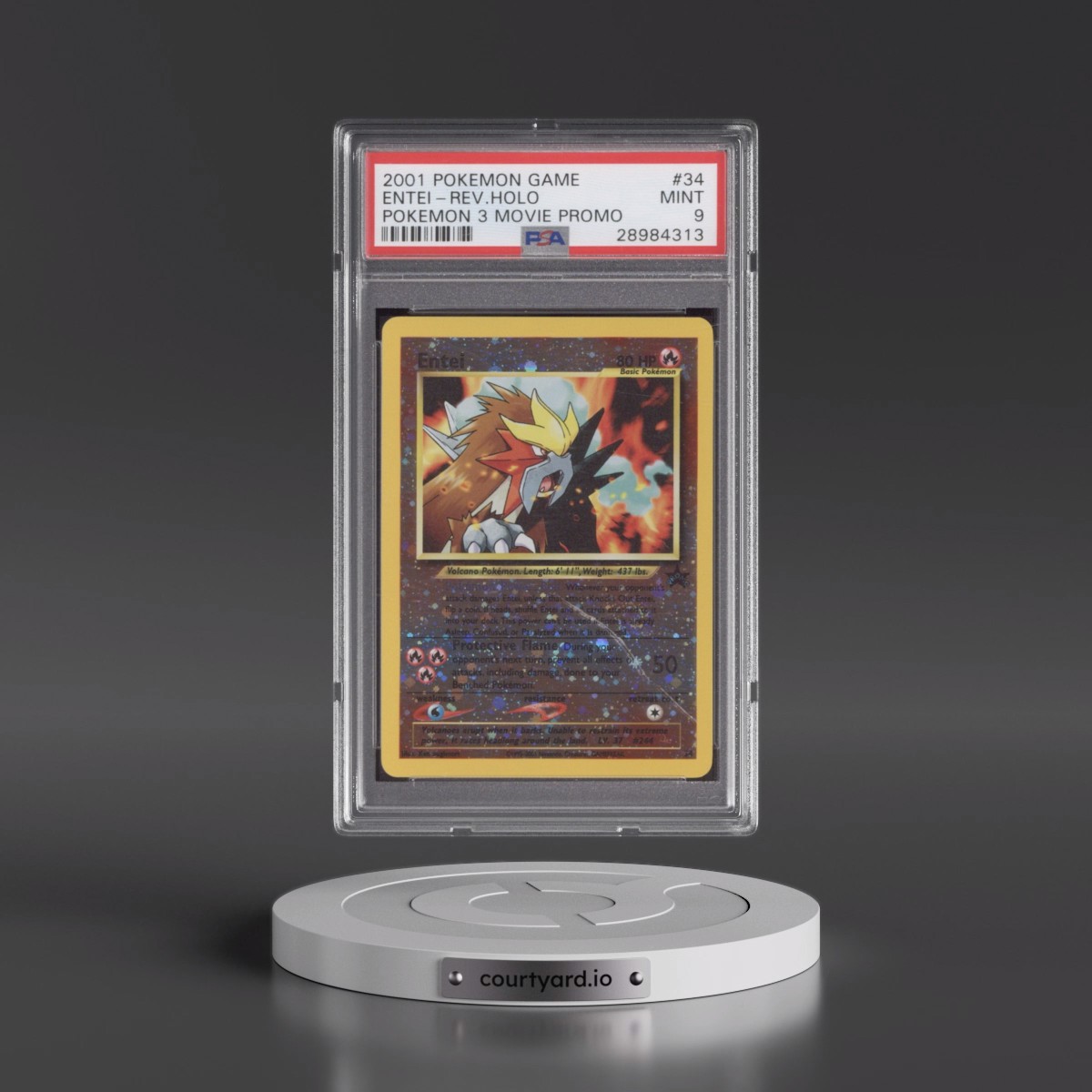 2001 Pokémon Game Movie #34 Entei - Reverse Foil Pokemon 3 Movie Promo (PSA 9 MINT)
