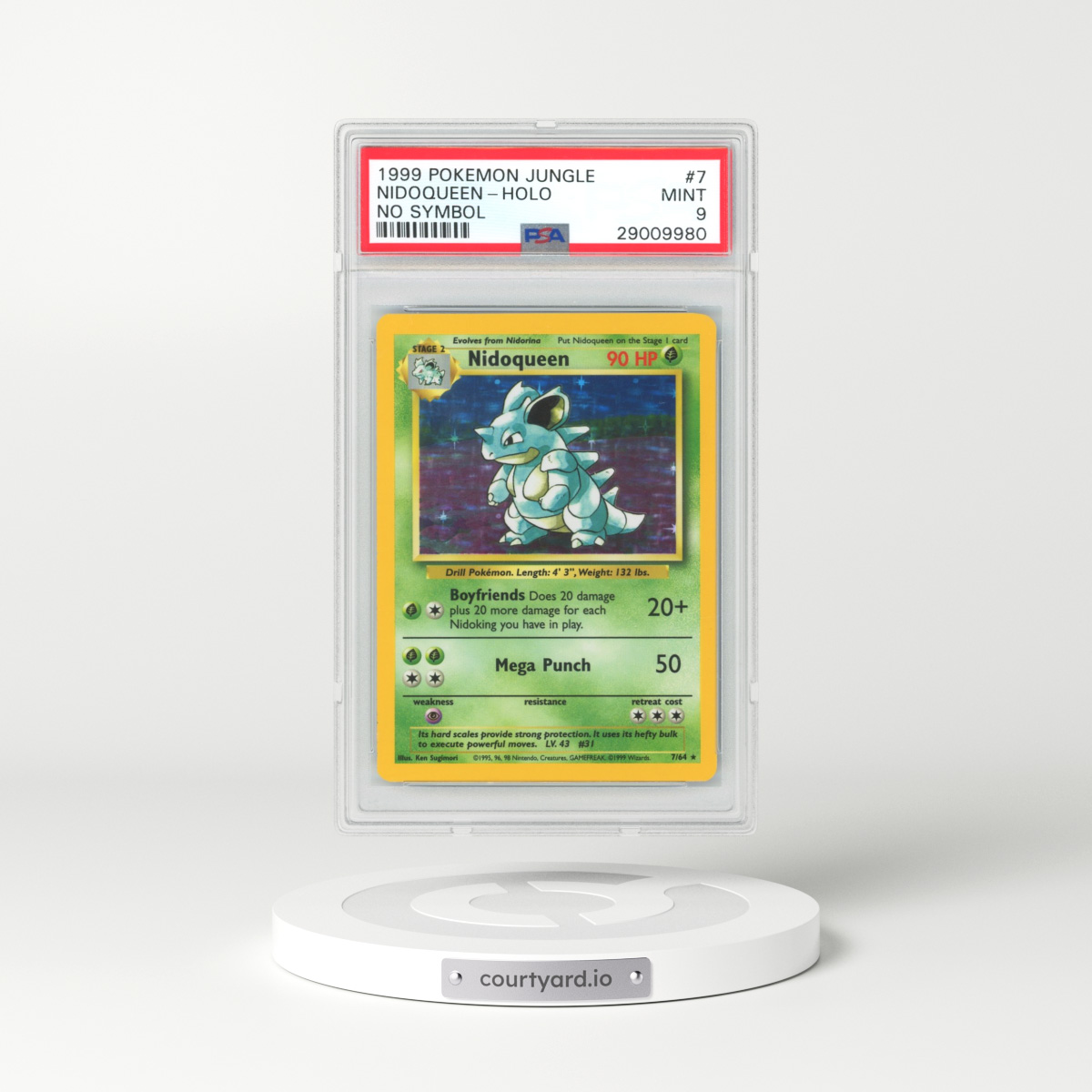 1999 Jungle #7 Nidoqueen - Holo No Set Symbol (PSA 9 MINT)