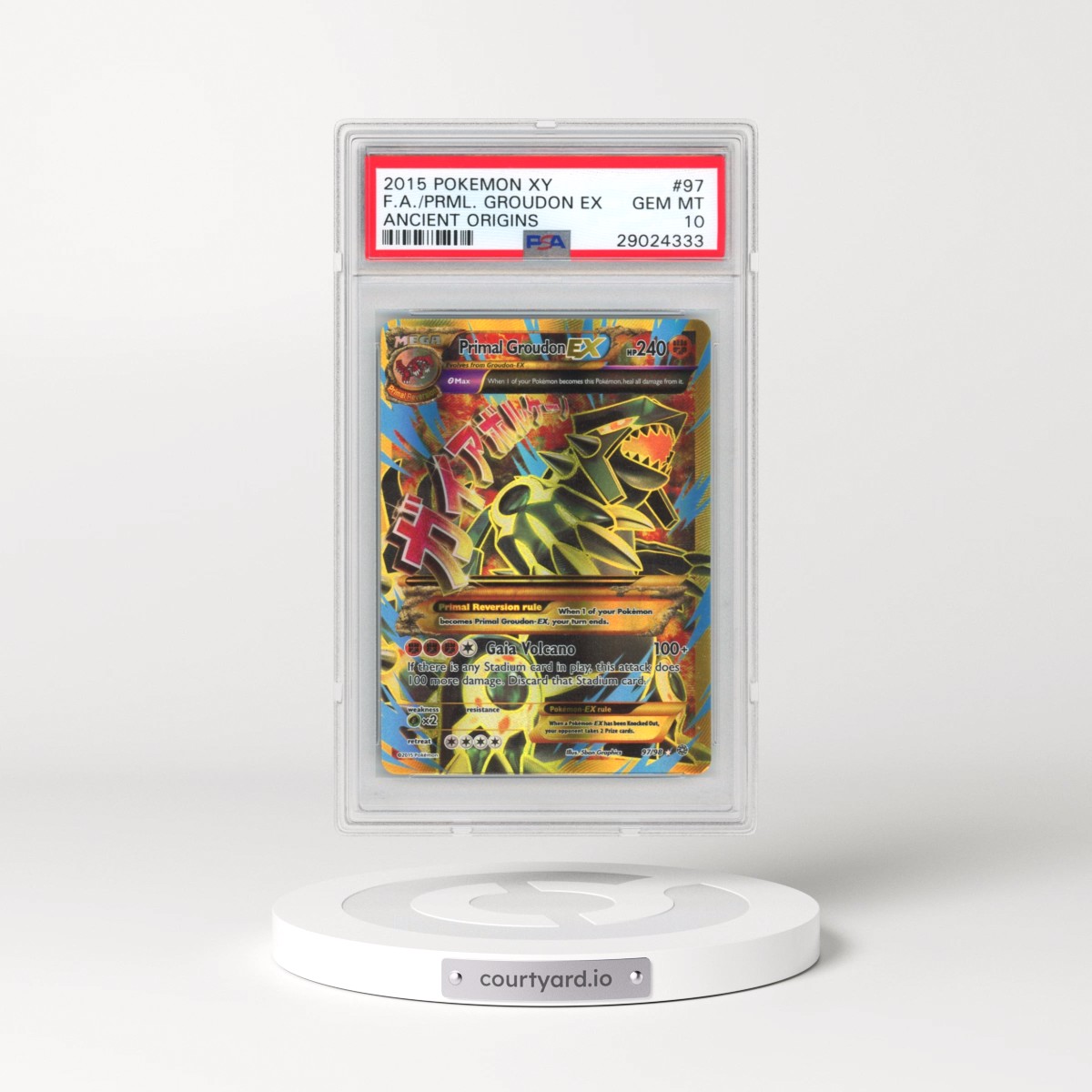 2015 Pokémon XY Ancient Origins #97 Primal Groudon EX - Holo Full Art (PSA 10 GEM MINT)