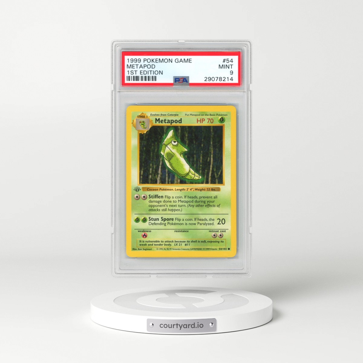1999 Pokémon Game #54 Metapod - 1st Edition (PSA 9 MINT)
