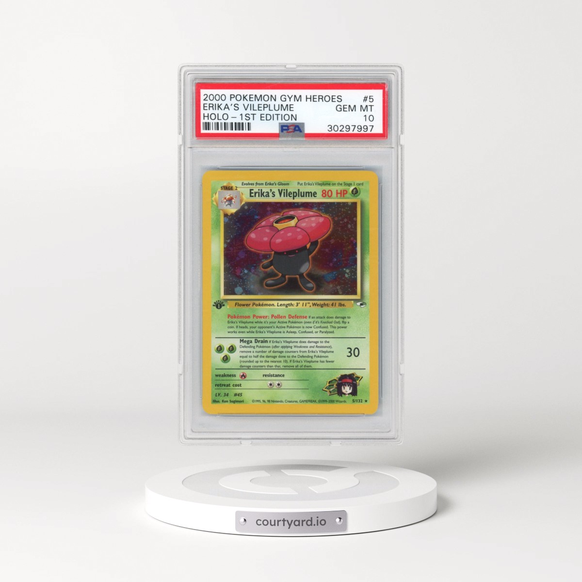 2000 Pokémon Gym Heroes #5 Erika's Vileplume - 1st Edition Holo (PSA 10 GEM MINT)