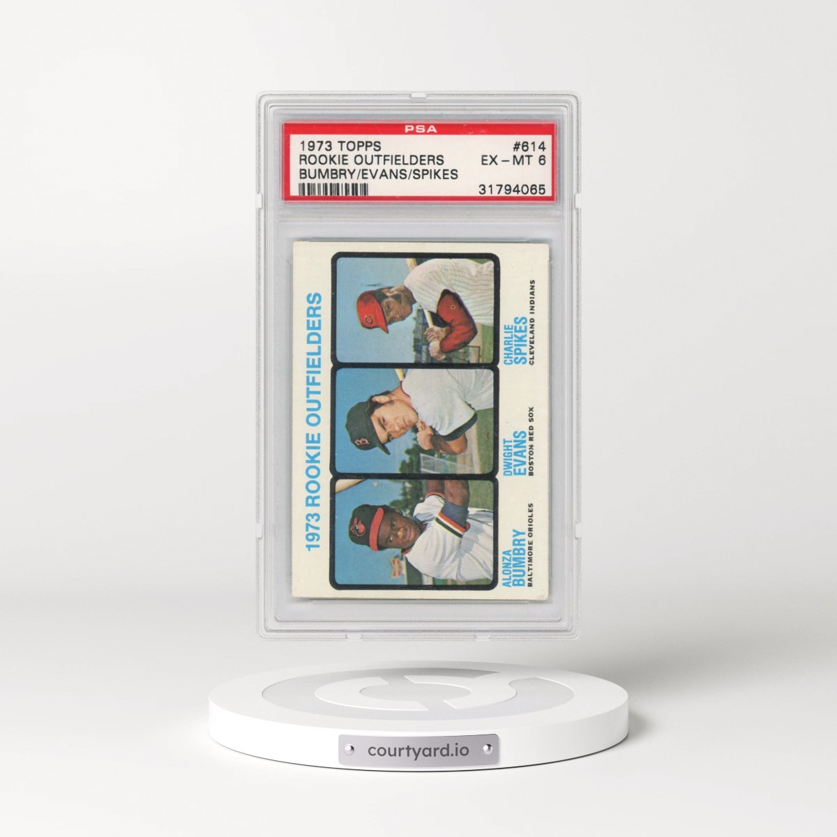 1973 Topps #614 Rookie Outfielders - Bumbry/Evans/Spikes (PSA 6 EX-MT)