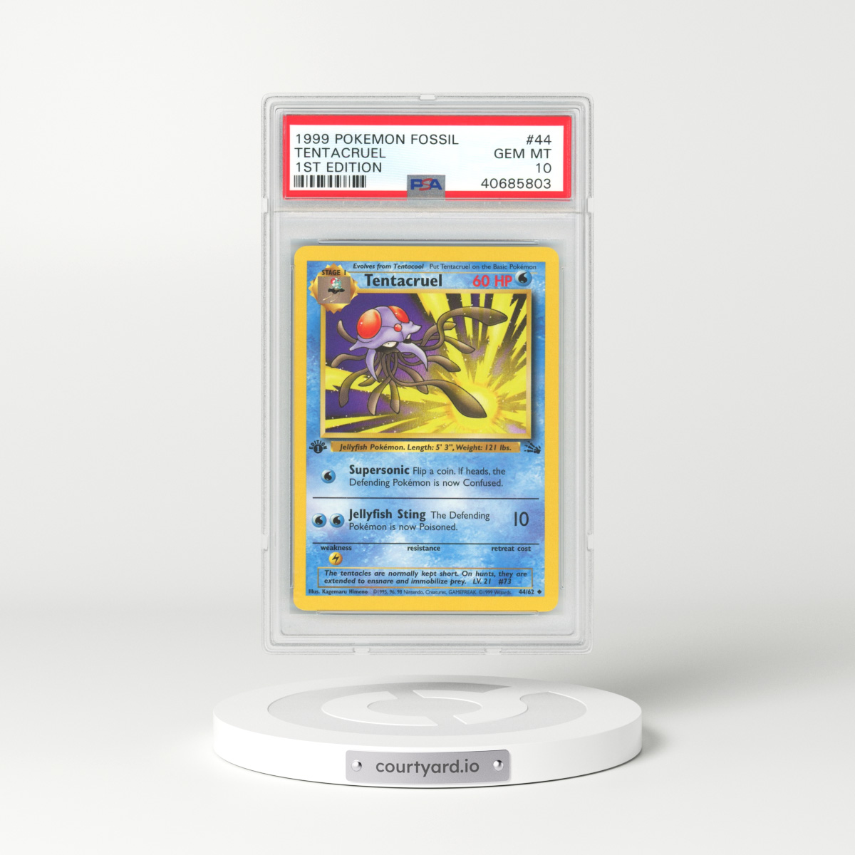 1999 Fossil #44 Tentacruel - 1st Edition (PSA 10 GEM MINT)