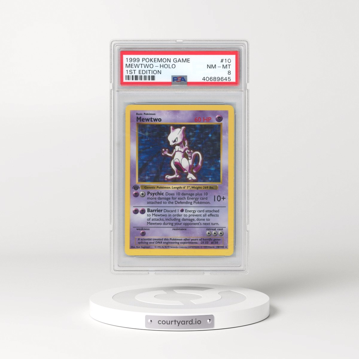 1999 Pokémon Game #10 Mewtwo - 1st Edition Holo (PSA 8 NM-MT)