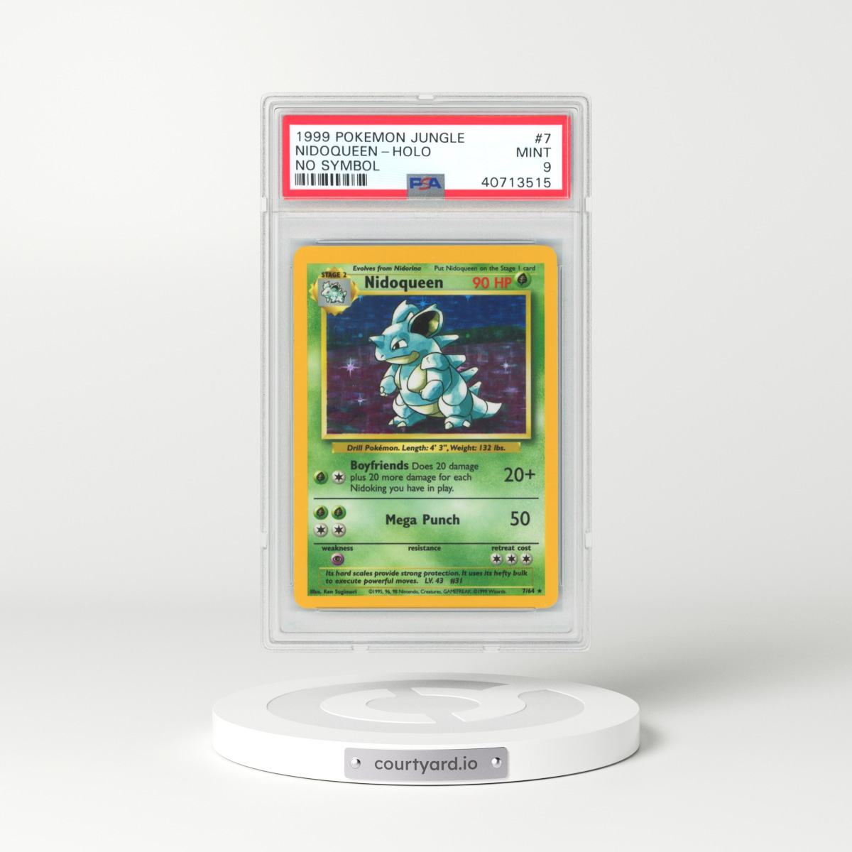 1999 Jungle #7 Nidoqueen - Holo No Set Symbol (PSA 9 MINT)