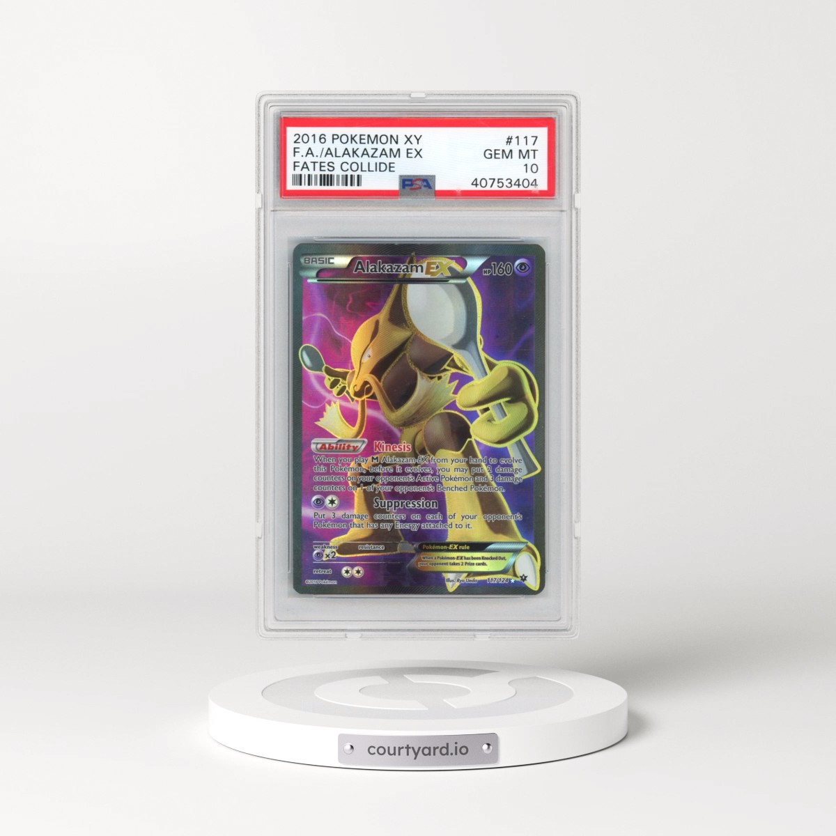 2016 Pokémon XY Fates Collide #117 Alakazam EX - Holo Full Art (PSA 10 GEM MINT)