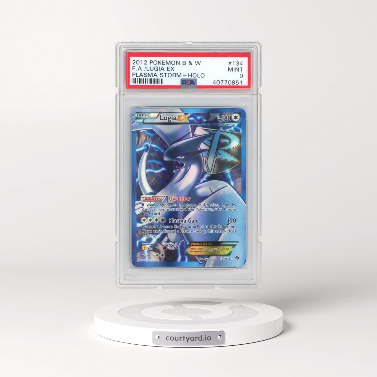 2013 Pokémon Black & White Plasma Storm #134 Lugia EX - Holo Full Art (PSA 9 MINT)