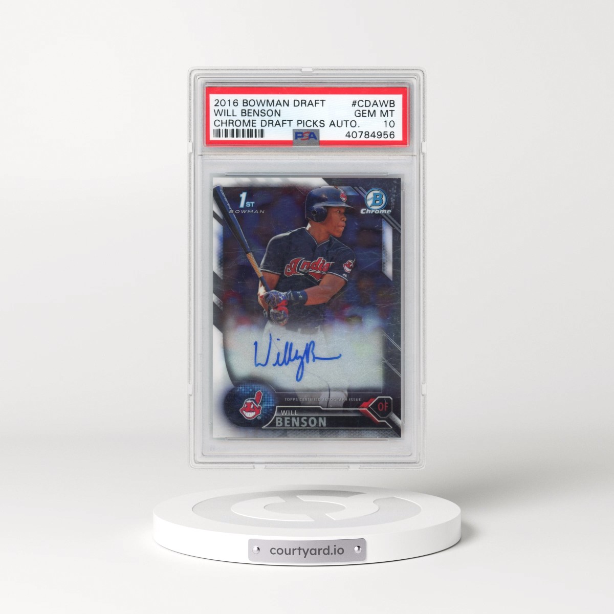 2016 Bowman Draft Chrome Draft Picks Autographs Will Benson #CDAWB PSA 10