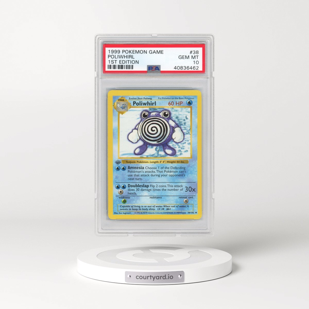 1999 Pokémon Game #38 Poliwhirl - 1st Edition (PSA 10 GEM MINT)