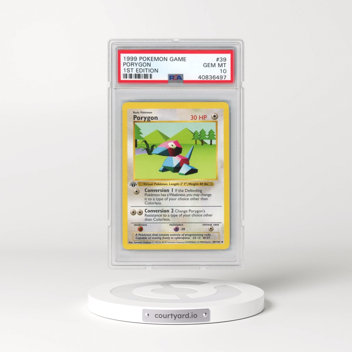1999 Pokémon Game #39 Porygon - 1st Edition (PSA 10 GEM MINT)