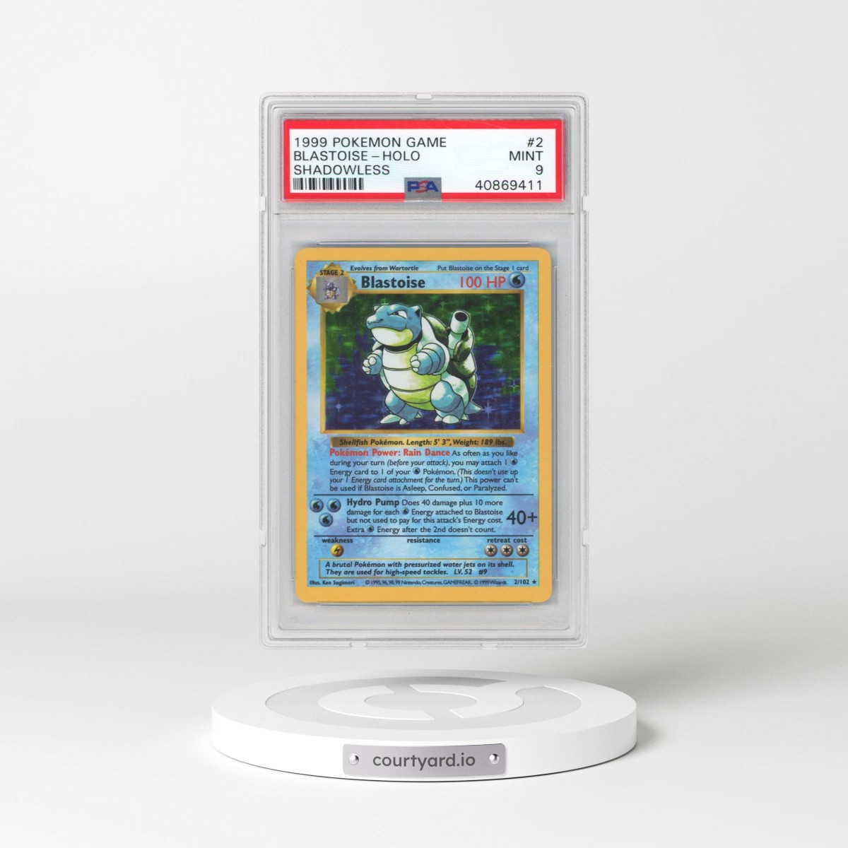1999 Pokémon Game #2 Blastoise - Holo Shadowless (PSA 9 MINT)