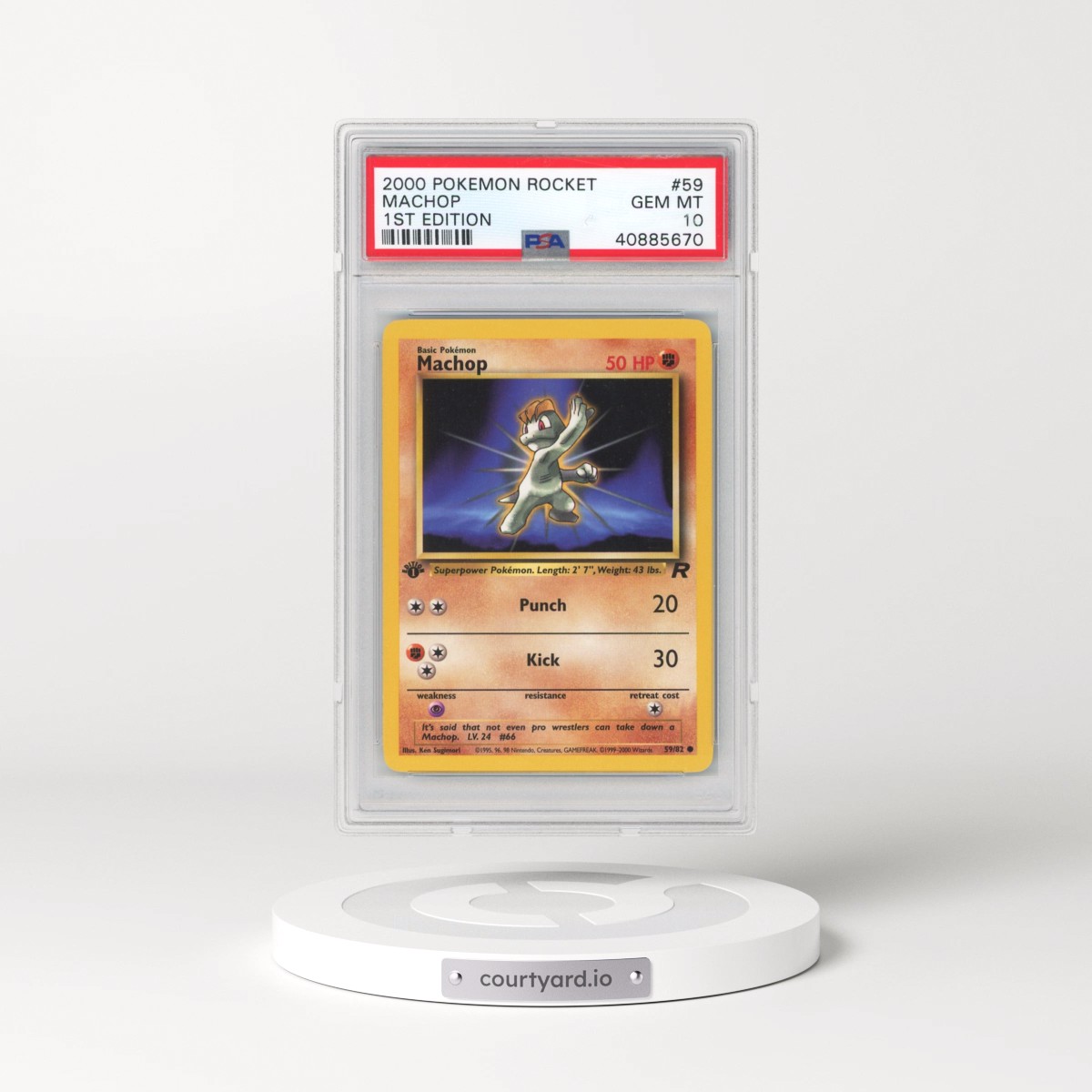 2000 Pokémon Rocket #59 Machop - 1st Edition (PSA 10 GEM MINT)