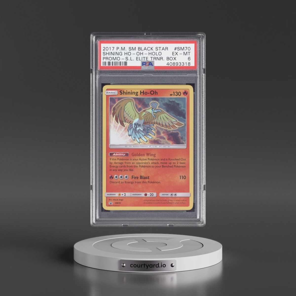 2017 Pokémon SM Black Star Promo #SM70 Shining HO-Oh - Holo Holo Shining Legends Elite Trainer Box (PSA 6 EX-MT)