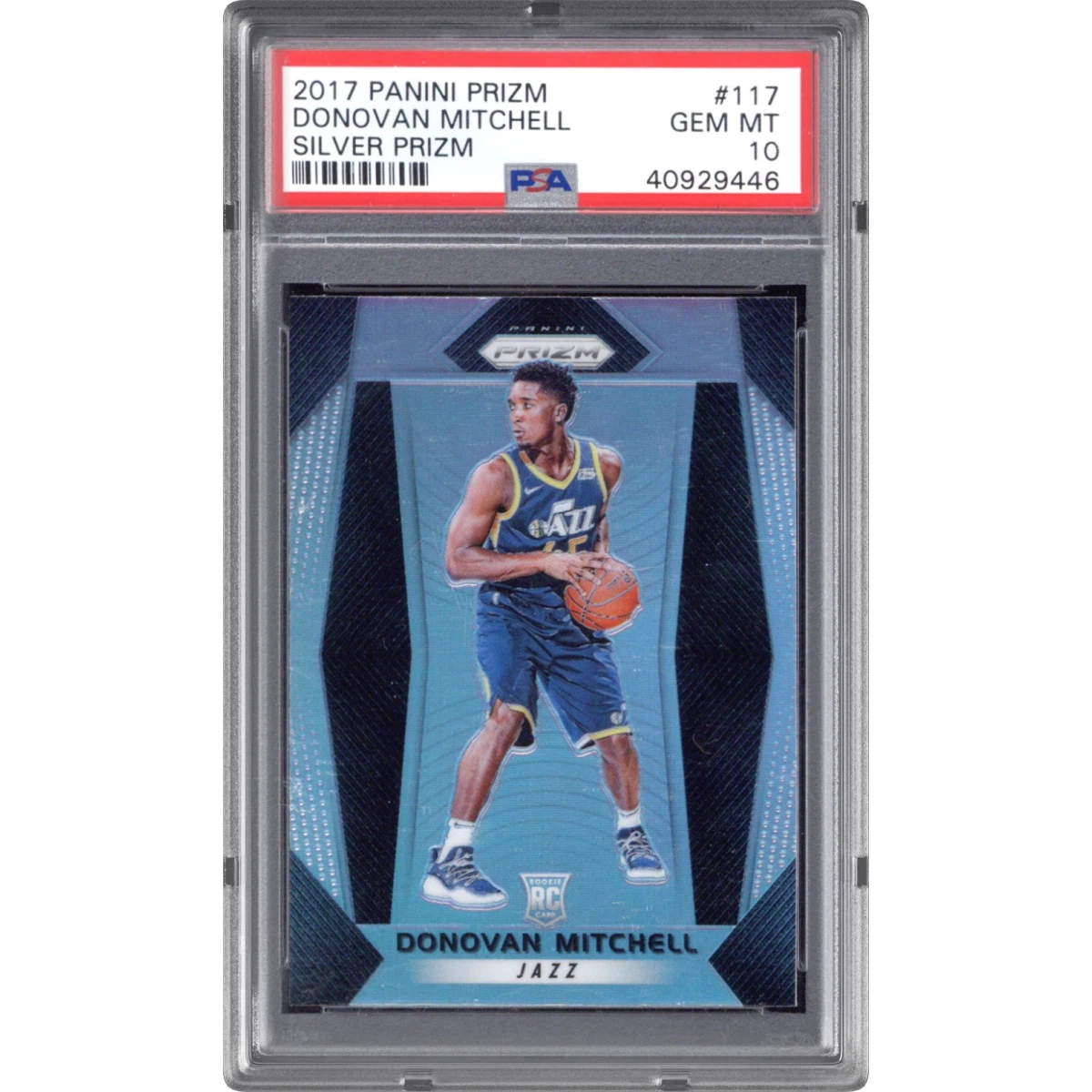 2017 Panini Prizm #117 Donovan Mitchell - Silver Prizm (PSA 10 GEM MINT)