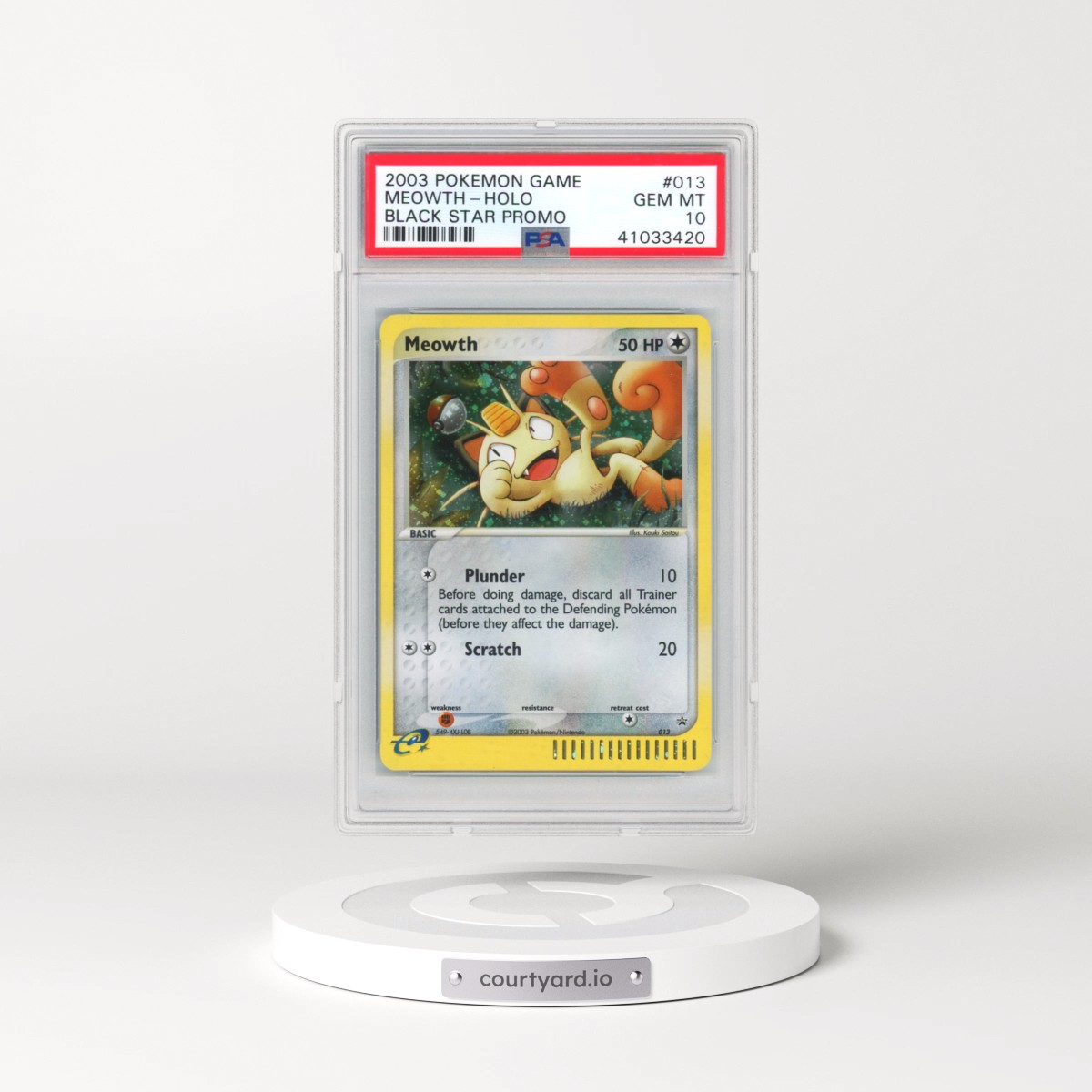 2003 Pokémon Black Star Promo #013 Meowth - Holo (PSA 10 GEM MINT)