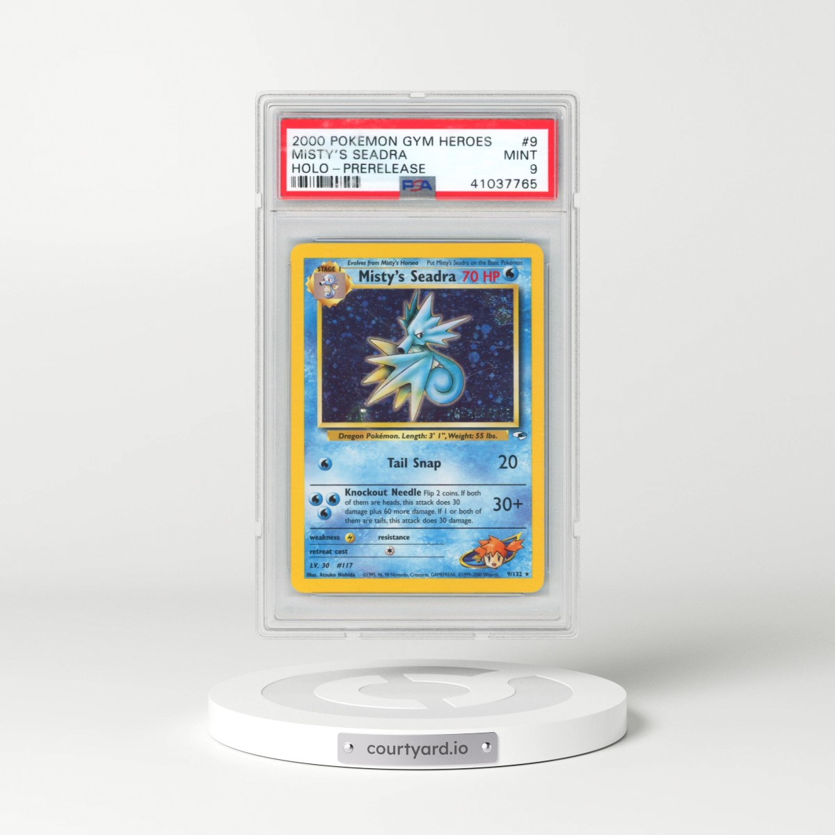 2000 Pokémon Gym Heroes #9 Misty's Seadra - Holo-Prerelease (PSA 9 MINT)