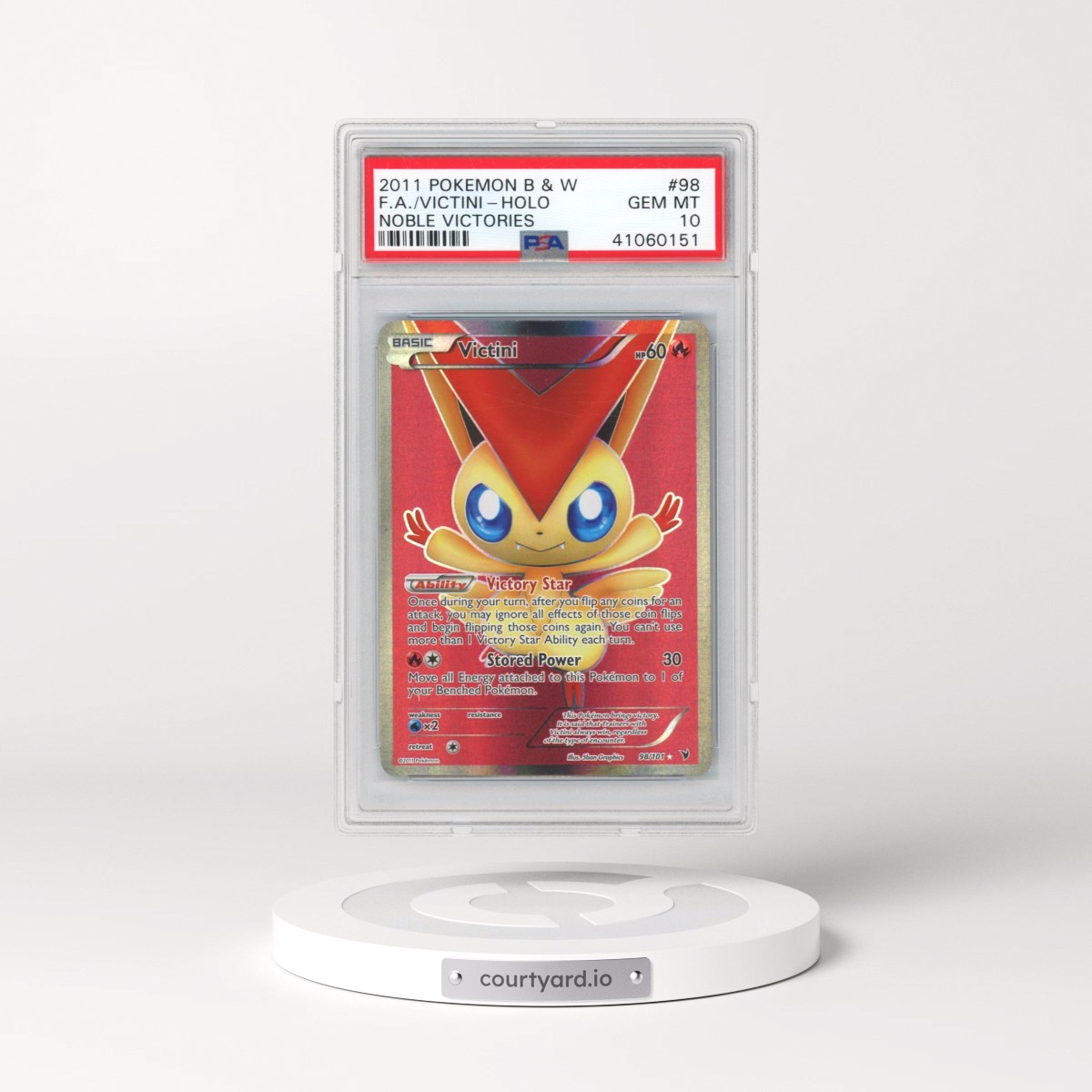 2011 Pokémon Black & White Noble Victories #98 Victini - Full Art (PSA 10 GEM MINT)