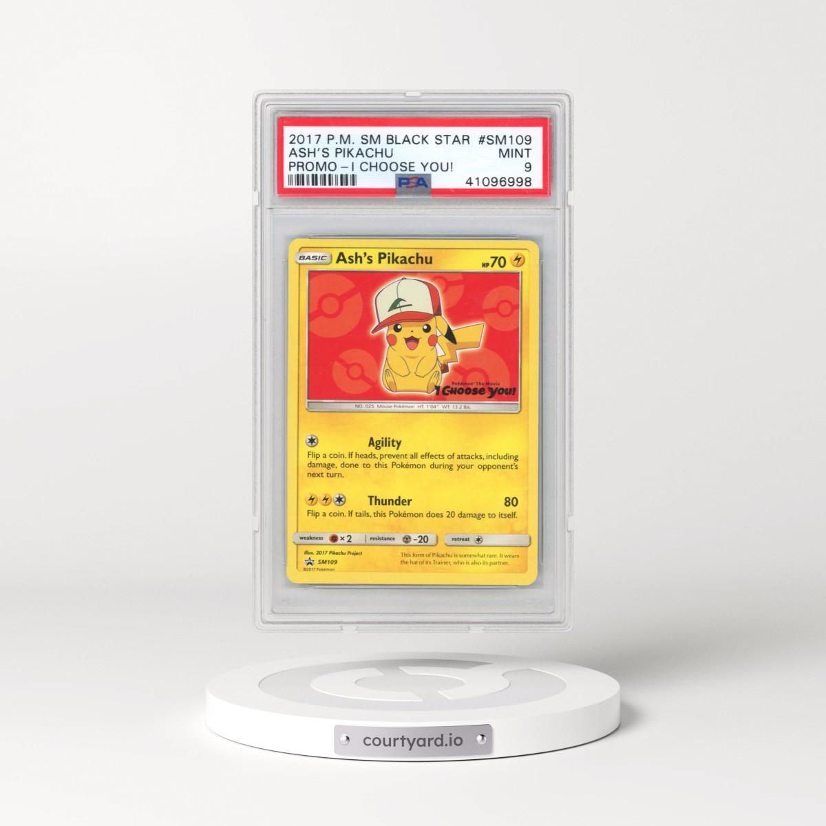 2017 Pokémon SM Black Star Promo #SM109 Ash's Pikachu - I Choose You! (PSA 9 MINT)