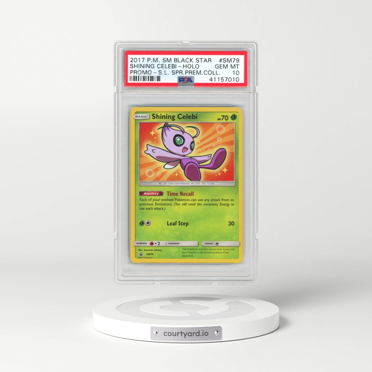 2017 Pokémon SM Black Star Promo #SM79 Shining Celebi - Holo Holo Shining Legends Super Premium Collection (PSA 10 GEM MINT)