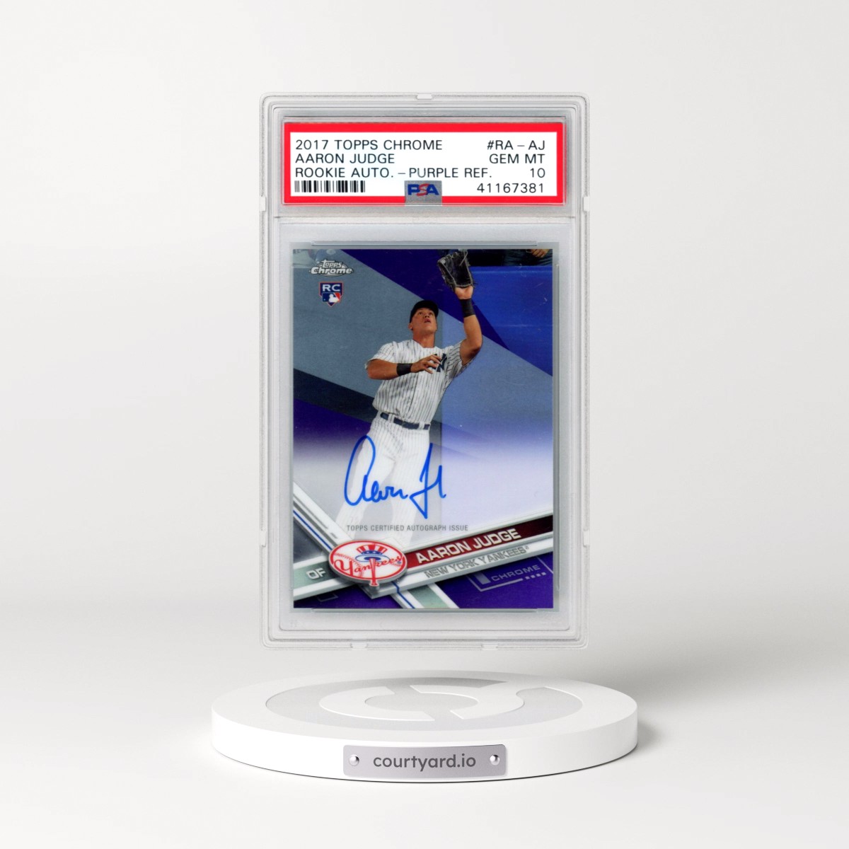 2017 Topps Chrome Rookie Autographs #RA-AJ Aaron Judge - Purple Refractor (PSA 10 GEM MINT)