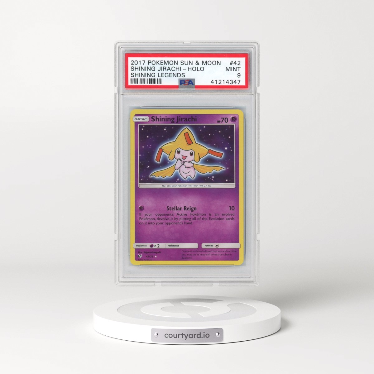 2017 Pokémon Sun & Moon Shining Legends #42 Shining Jirachi - Holo Holo (PSA 9 MINT)