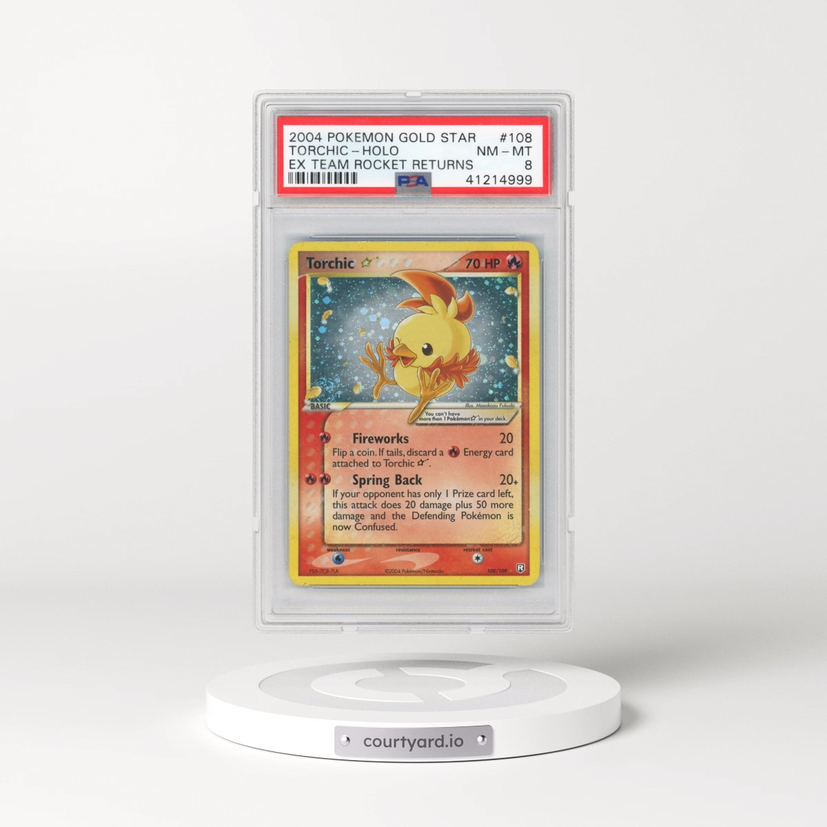 2004 Pokémon EX Team Rocket Returns #108 Torchic - Holo Gold Star (PSA 8 NM-MT)