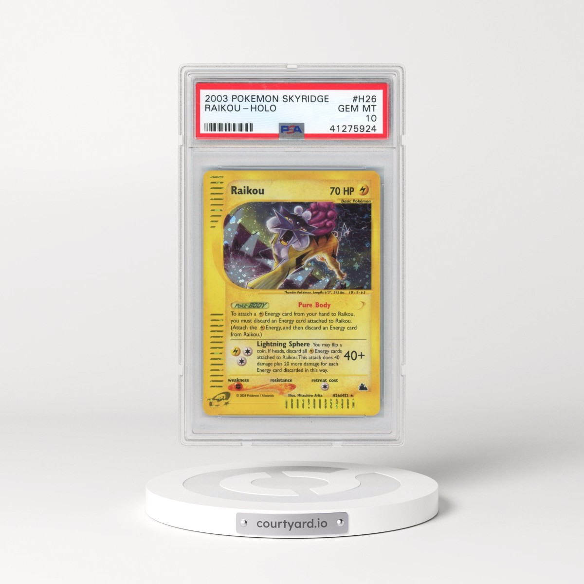 2003 Pokémon Skyridge #H26 Raikou - Holo (PSA 10 GEM MINT)
