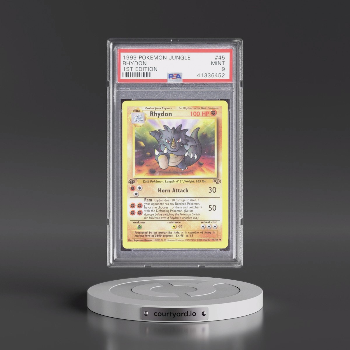 1999 Pokémon Jungle #45 Rhydon - 1st Edition (PSA 9 MINT)