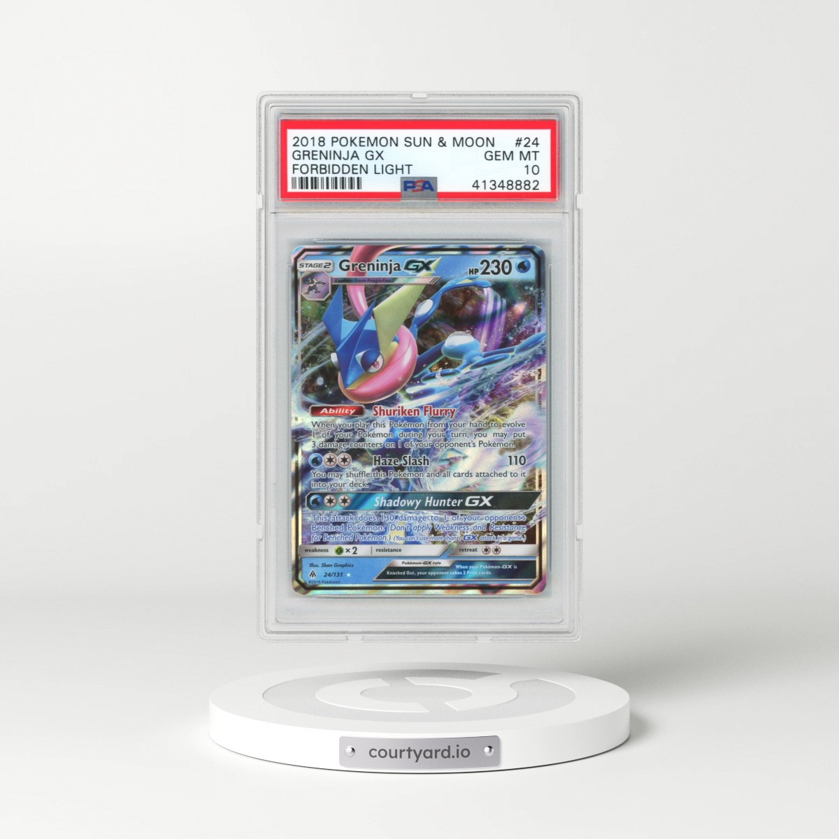 2018 Pokémon Sun & Moon Forbidden Light #24 Greninja GX - Holo (PSA 10 GEM MINT)