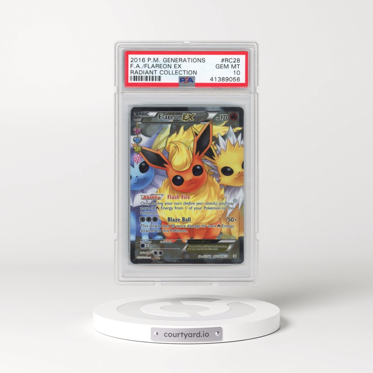 2016 Pokémon XY Generations Radiant Collection #RC28 Flareon EX - Holo Full Art (PSA 10 GEM MINT)