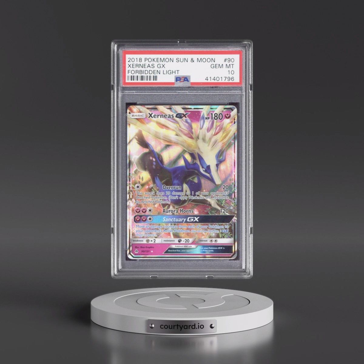 2018 Pokémon Sun & Moon Forbidden Light #90 Xerneas GX - Holo (PSA 10 GEM MINT)