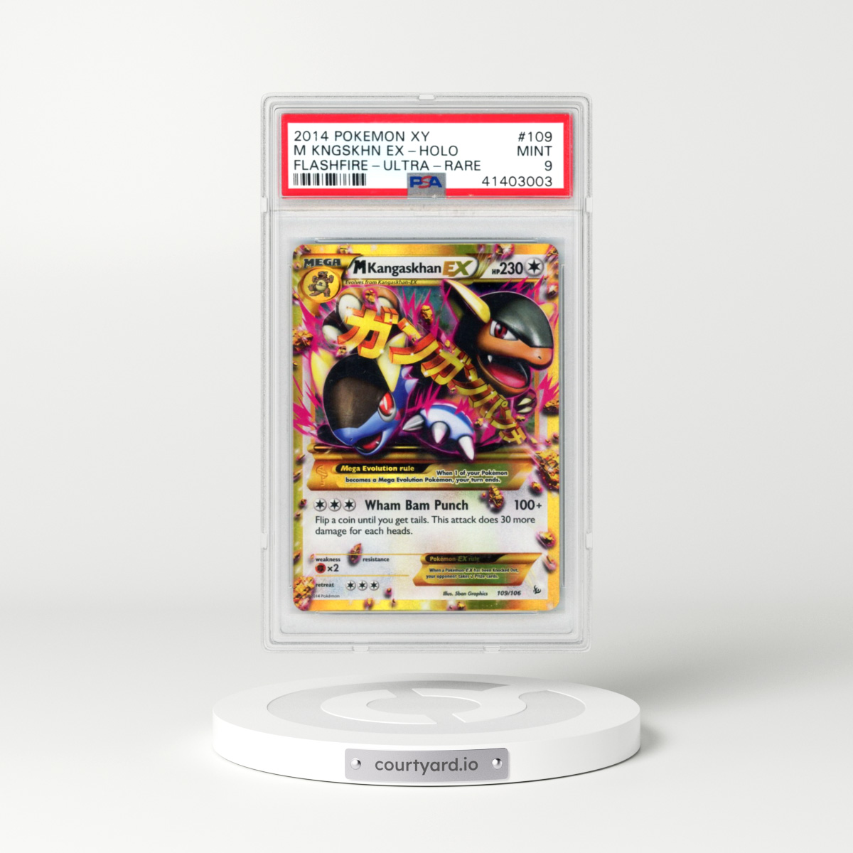 2014 Pokémon XY Flashfire #109 M Kangaskhan EX - Holo Ultra Rare (PSA 9 MINT)