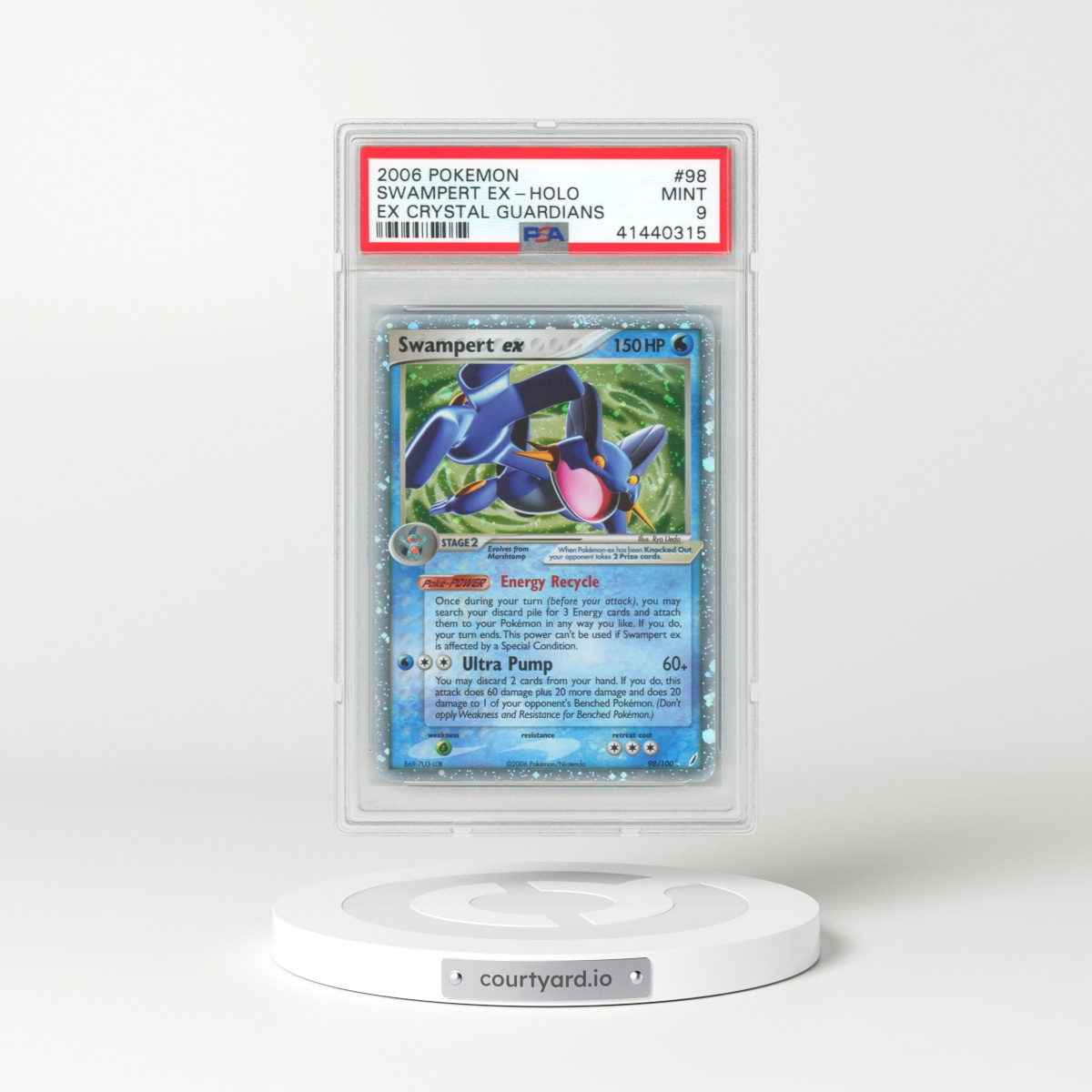 2006 Pokémon EX Crystal Guardians #98 Swampert EX - Holo Holo (PSA 9 MINT)