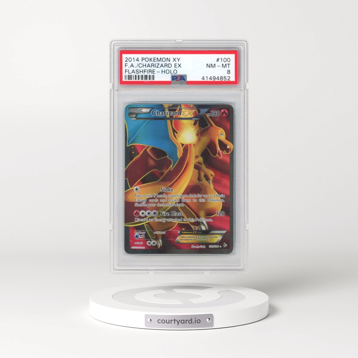 2014 Pokémon XY Flashfire #100 Charizard EX - Holo Full Art (PSA 8 NM-MT)