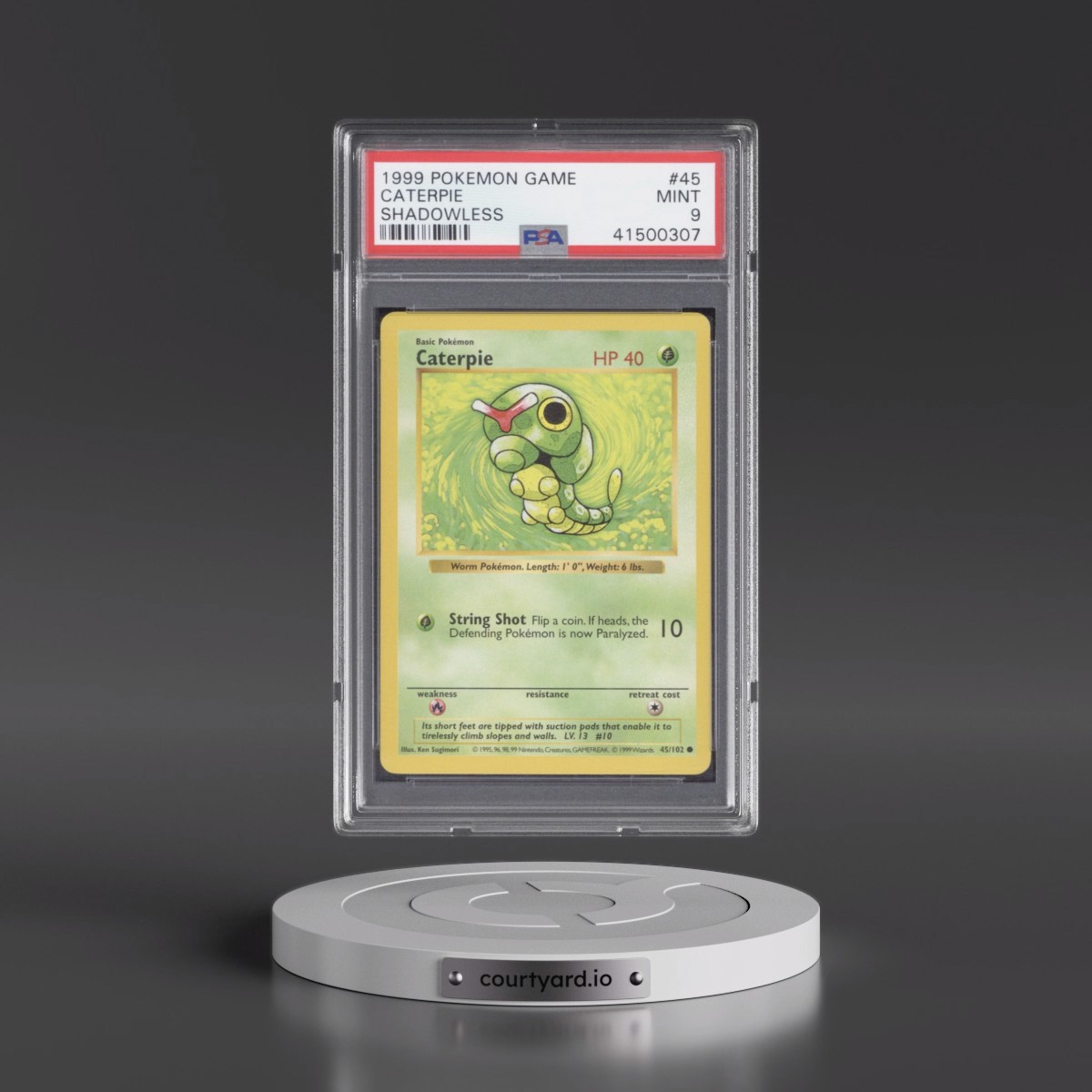 1999 Pokémon Game #45 Caterpie - Shadowless (PSA 9 MINT)