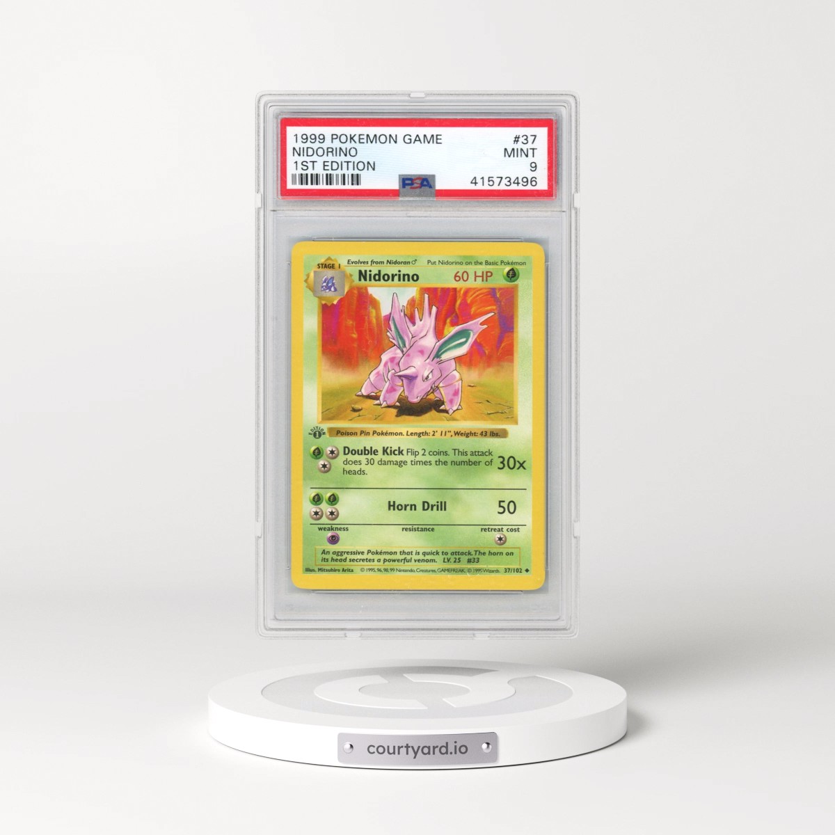 1999 Pokémon Game #37 Nidorino - 1st Edition (PSA 9 MINT)