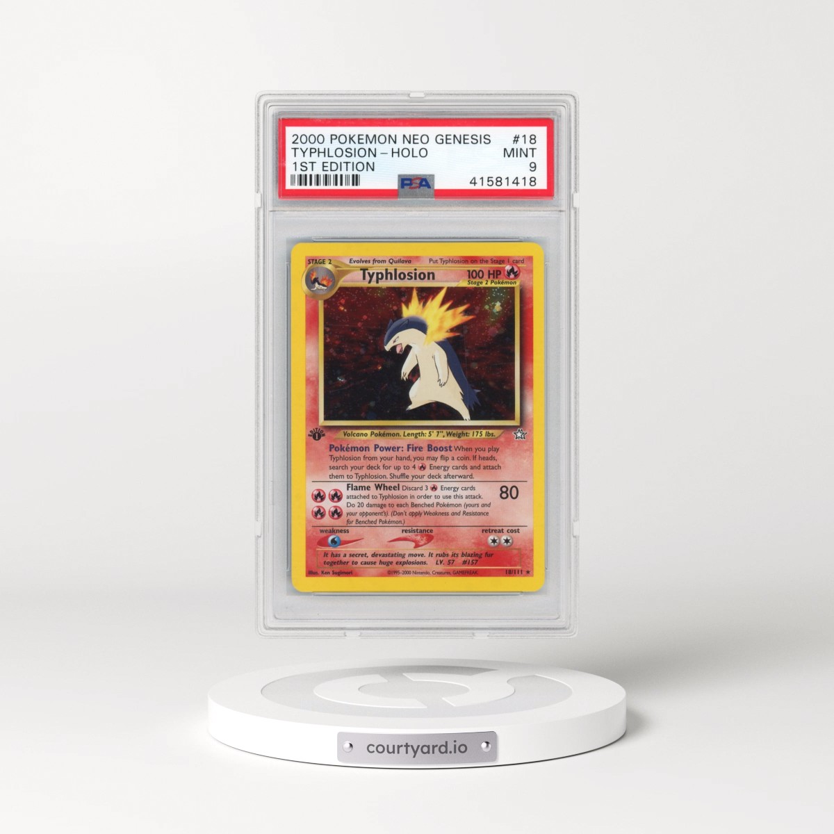 2000 Pokémon Neo Genesis #18 Typhlosion - 1st Edition Holo (PSA 9 MINT)