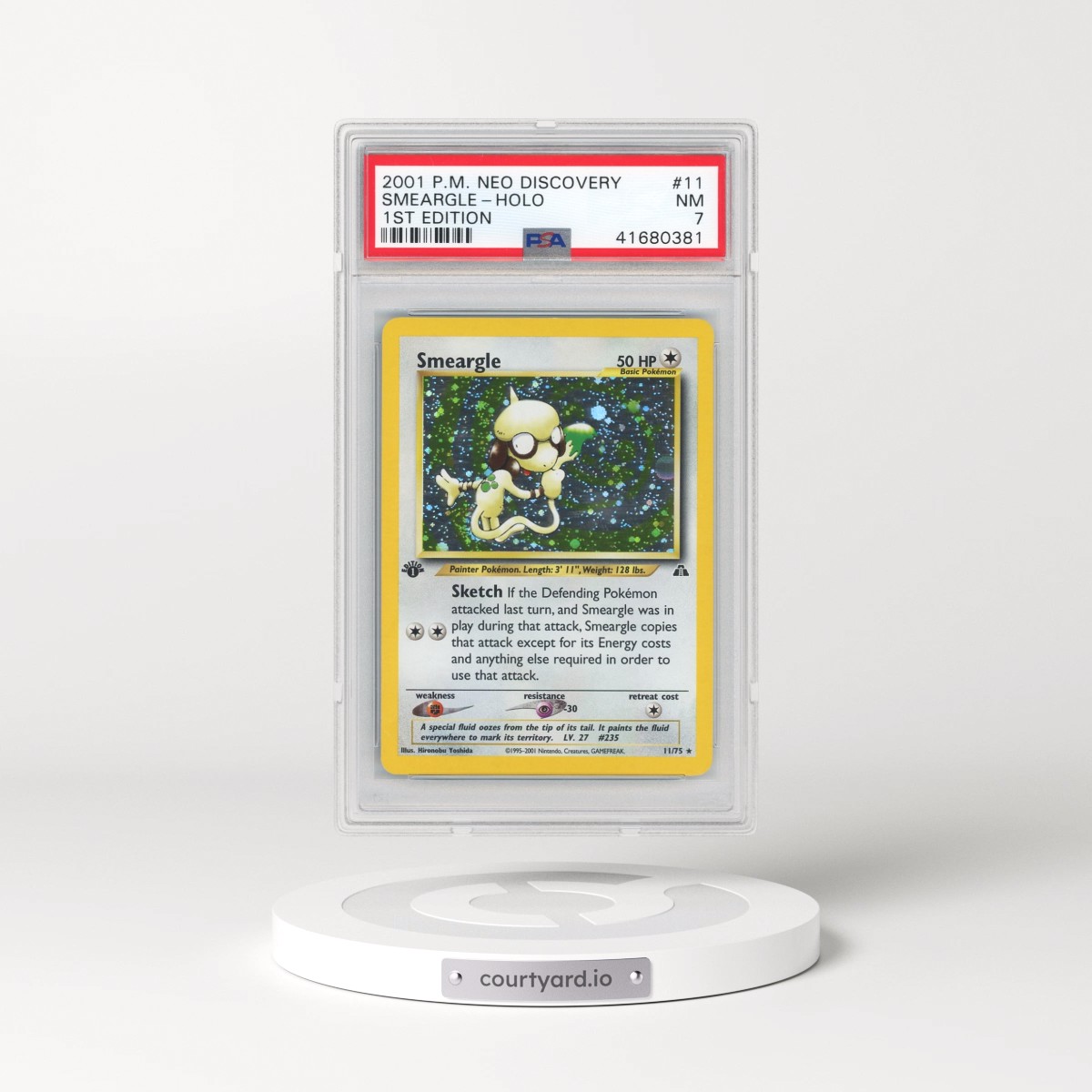 2001 Pokémon Neo Discovery #11 Smeargle - 1st Edition Holo (PSA 7 NM)