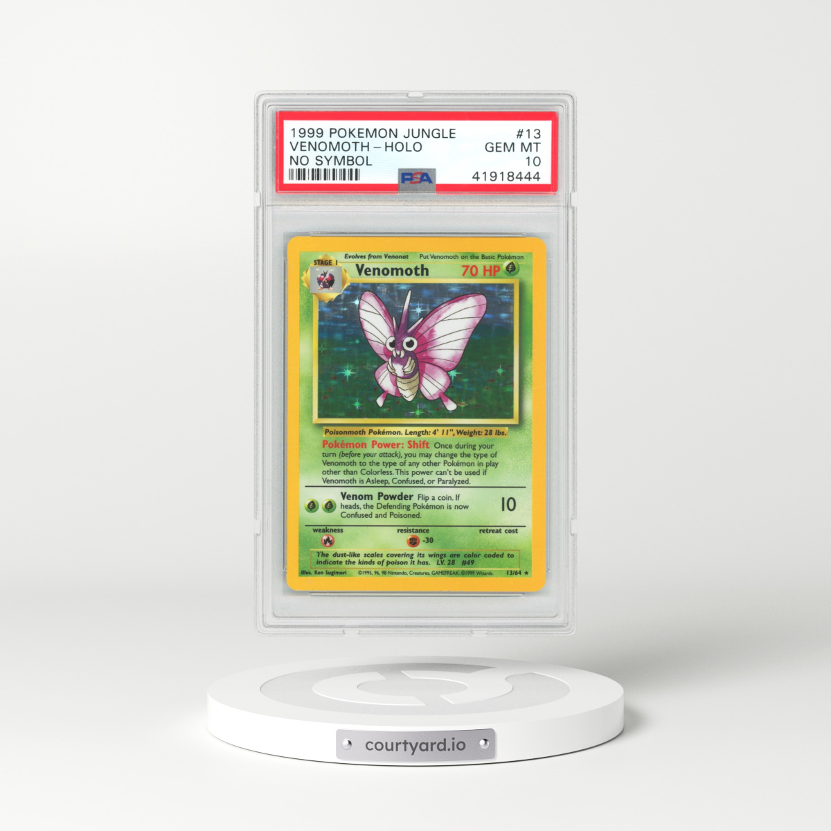 1999 Jungle #13 Venomoth - Holo No Symbol (PSA 10 GEM MINT)