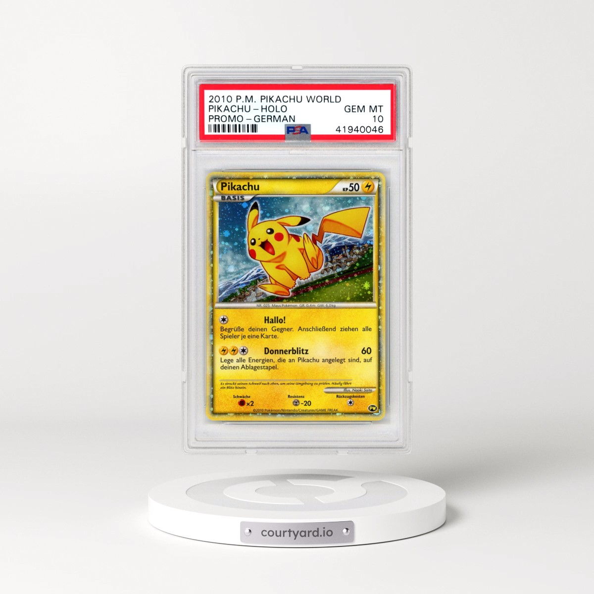 2010 Pokémon Pikachu World Promo Pikachu - Holo (PSA 10 GEM MINT)