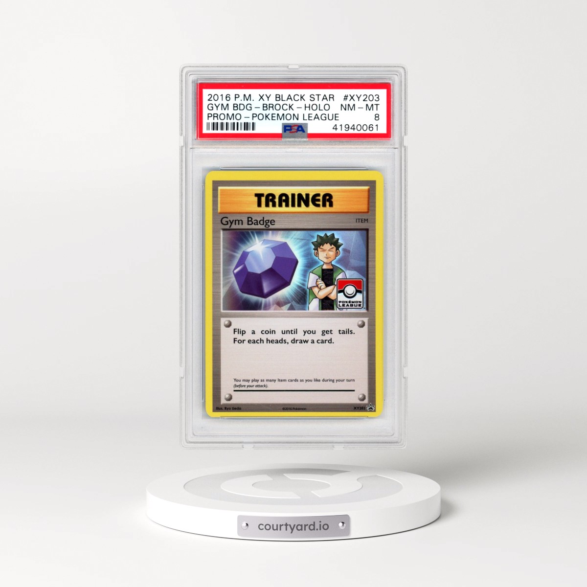 2016 Pokémon XY Black Star Promo #XY203 Gym Badge-Brock - Holo Pokemon League (PSA 8 NM-MT)