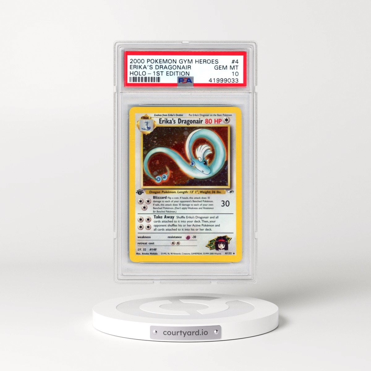 2000 Pokémon Gym Heroes #4 Erika's Dragonair - 1st Edition Holo (PSA 10 GEM MINT)