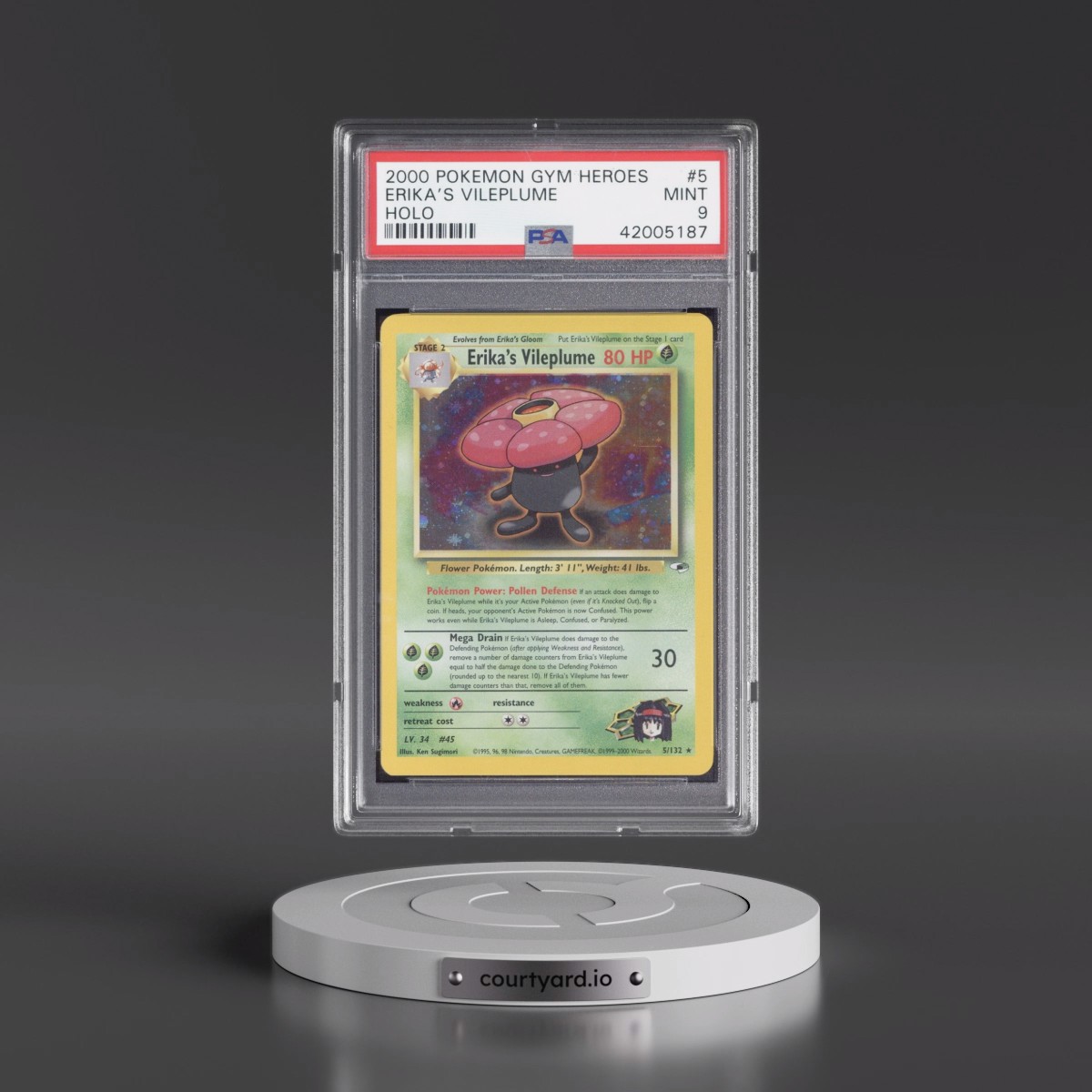 2000 Pokémon Gym Heroes Erika's Vileplume - Holo #5 PSA 9