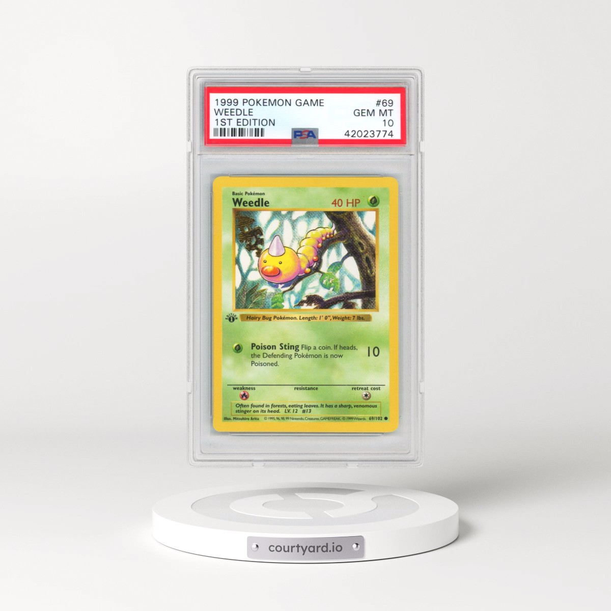 1999 Pokémon Game #69 Weedle - 1st Edition (PSA 10 GEM MINT)